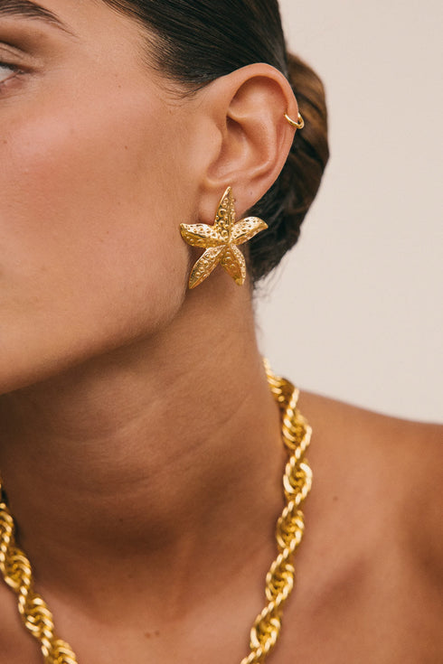 BIG SEA STAR EARRINGS SILVER